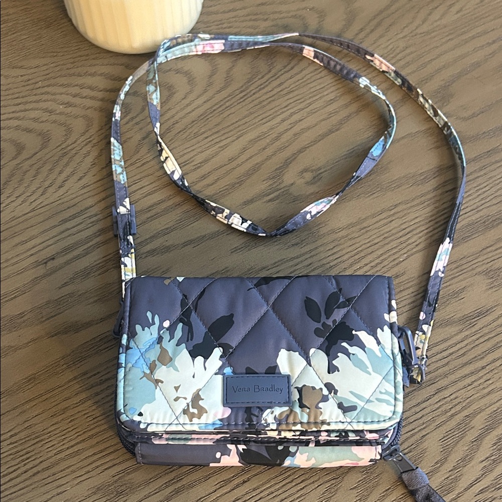 Vera Bradley Floral Crossbody Bag - Blue and Gray